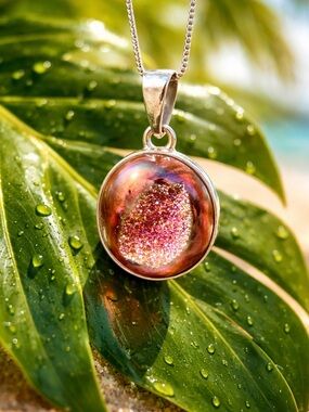 Titanium Aura Druzy Quartz Necklace